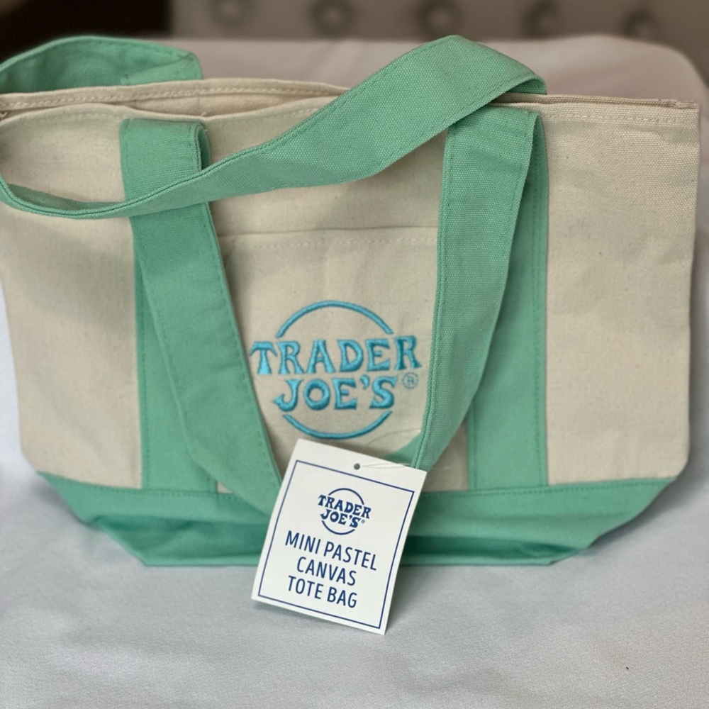 Trader Joe’s Pastel Green Canvas Mini Tote Bag